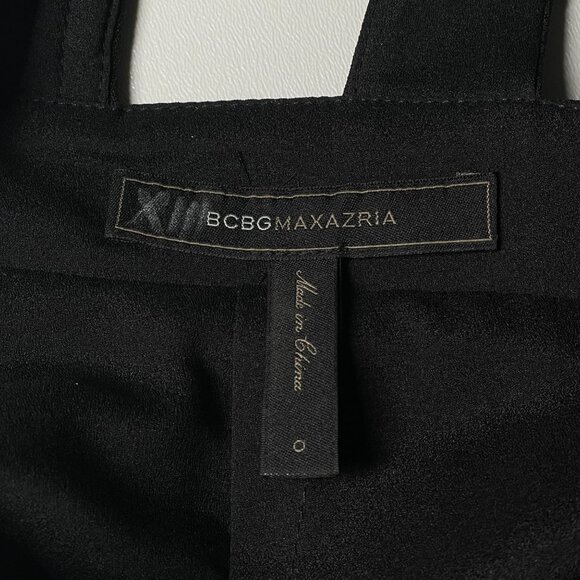 BCBG MAX AZRIA Black Midi Dress Size 0 Strappy Halter Side Cutouts LBD Date Part - Picture 6 of 15